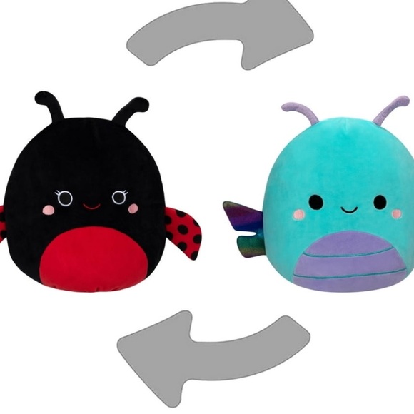 12 inch Flip-A-Mallows Official Squishmallows Heather Dragonfly & Trudy Ladybug - Picture 2 of 12